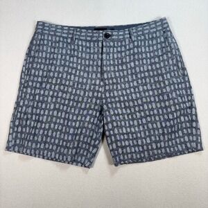 Club Monaco Linen-Cotton‎ Shorts Men's 32 (fits 33x7) Gray Baxter Fit Geometric